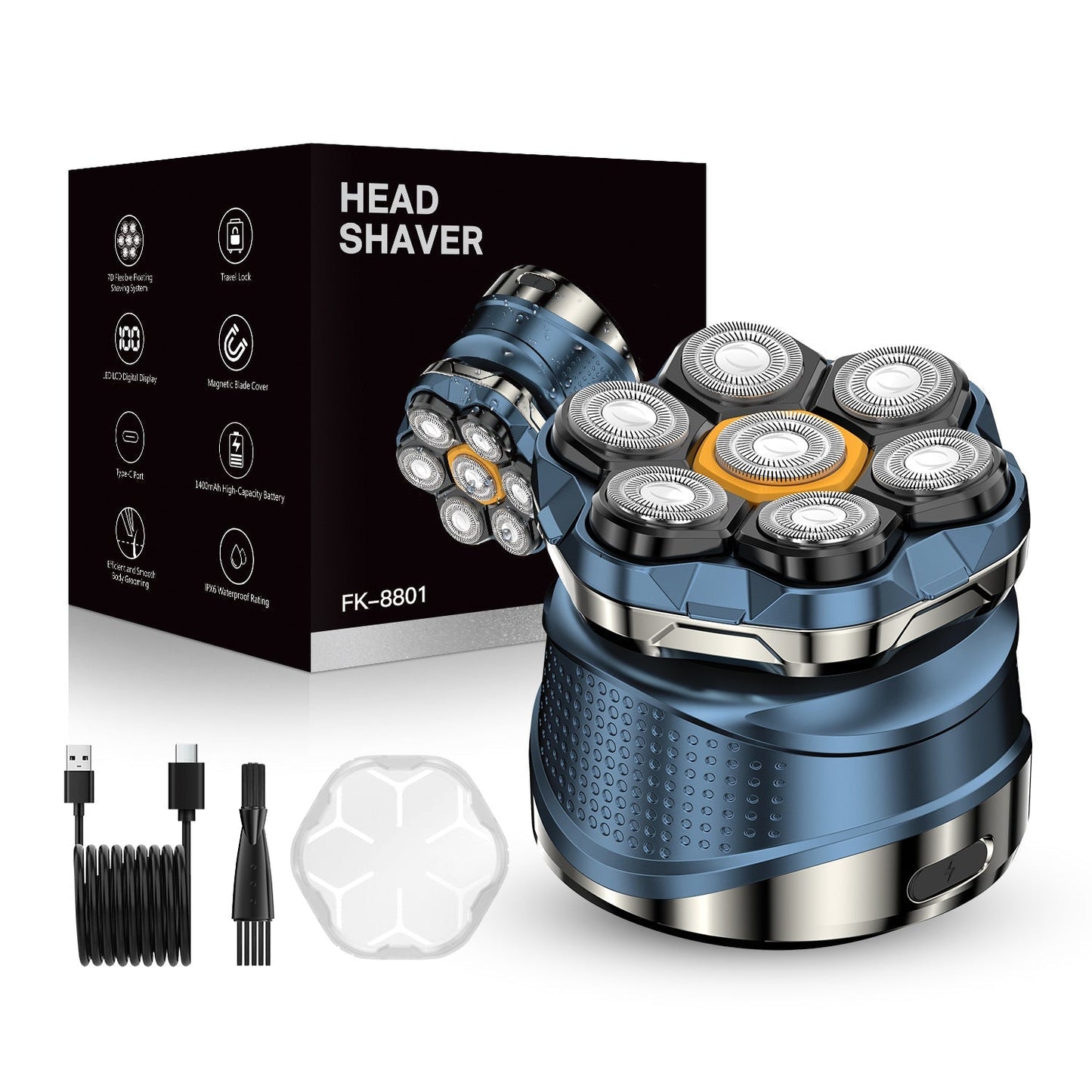 7D Electric Head Shaver for Men | Wet & Dry Rotary Razor