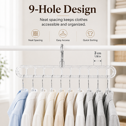 9-Hole Foldable Pants Hanger – Adjustable Anti-Slip Space-Saving Closet Organizer