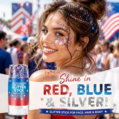 🔥4th of July Glitter Stick – Red, White & Blue Sparkle