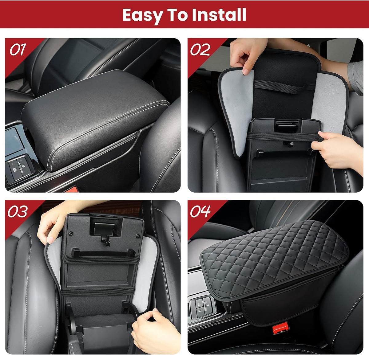 🚗Multifunctional Car Armrest Box Cushion with Built-in Storage Bag