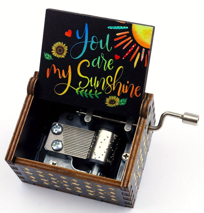 Hand-Crank Wooden Music Box: Plays “You Are My Sunshine”