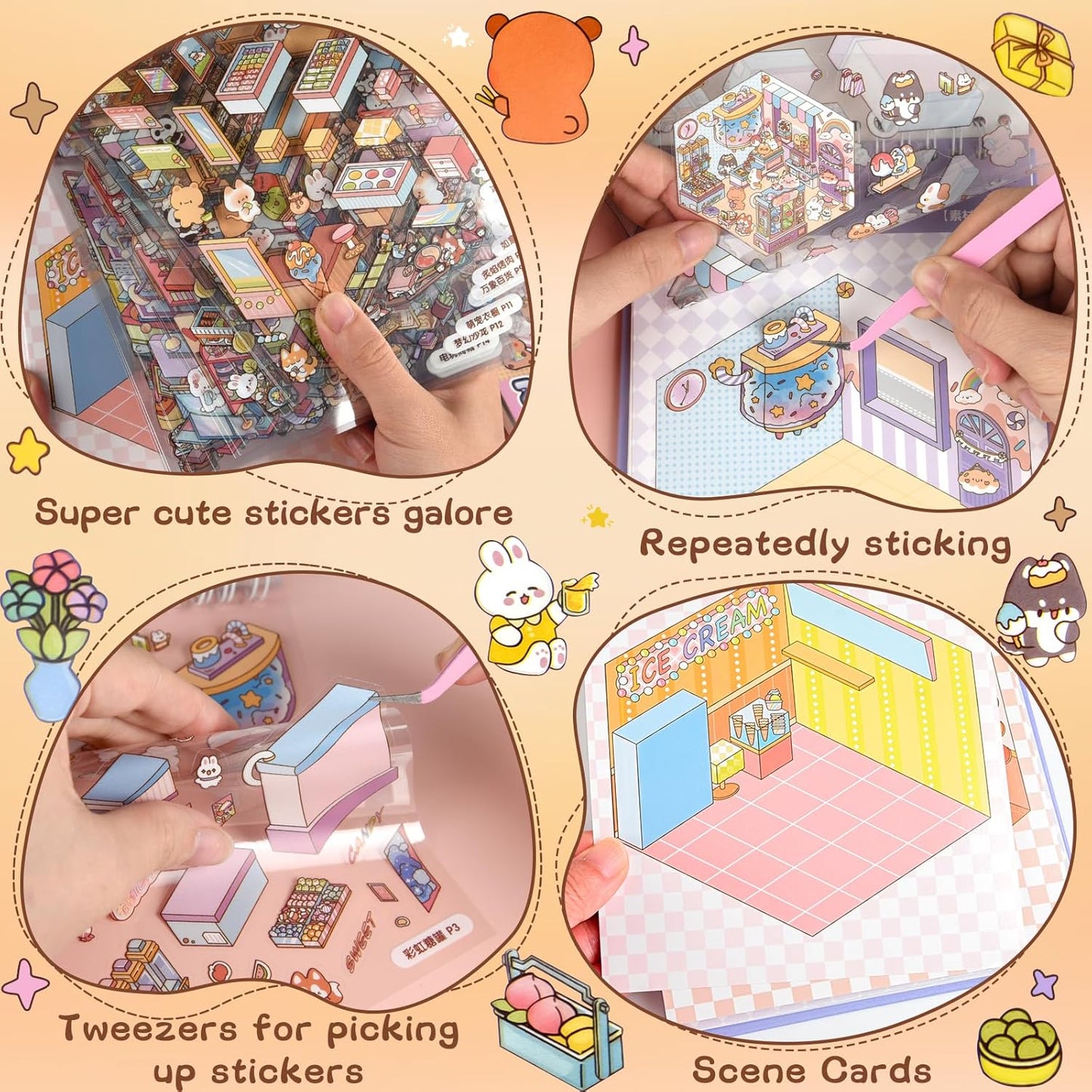 🏙️Create Your Unique Miniature World with Our 3D Scene Sticker Book ✨
