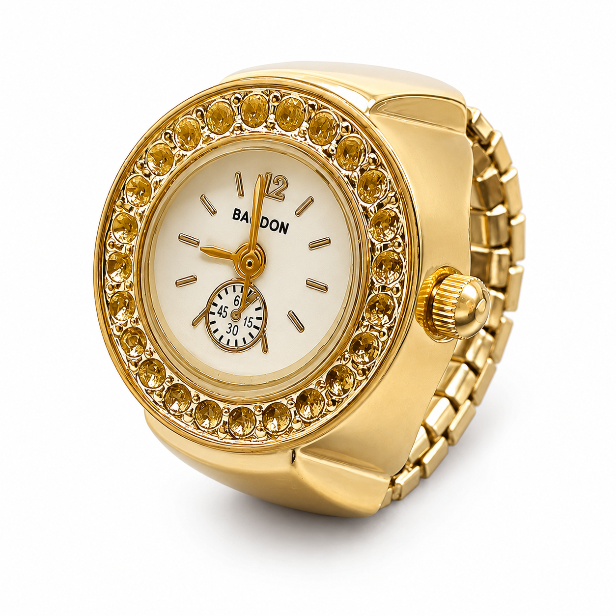 Vintage Gold-Tone Ring Watch – Green Roman Numeral Dial for Men & Women