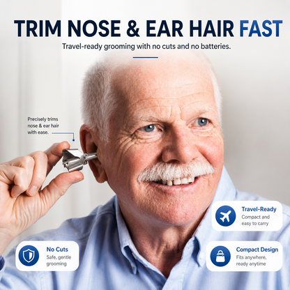 Manual Nose Hair Trimmer – Waterproof Stainless Steel, No Battery Needed