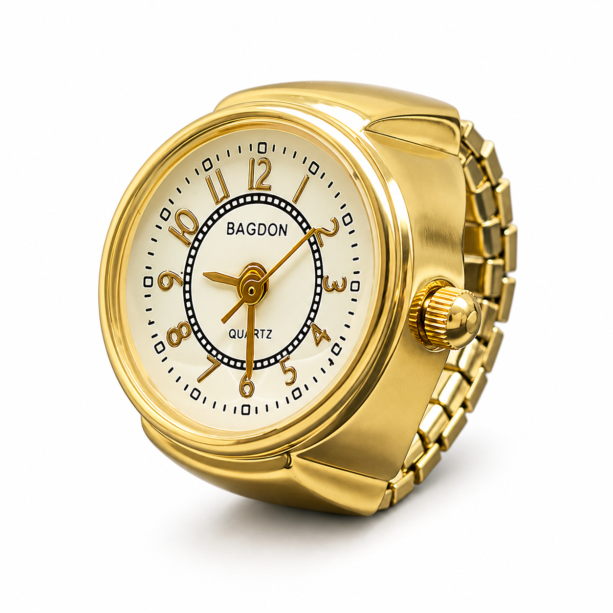 Vintage Gold-Tone Ring Watch – Green Roman Numeral Dial for Men & Women