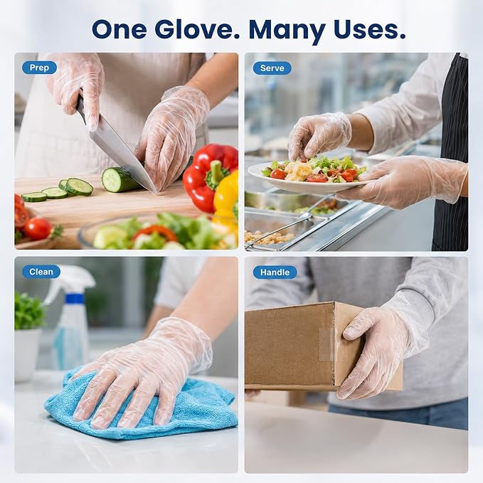🧤 Latex-Free & Food Safe – 100 Disposable TPE Gloves for Kitchen, Cleaning & More. UK Stock