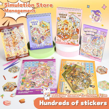 🏙️Create Your Unique Miniature World with Our 3D Scene Sticker Book ✨