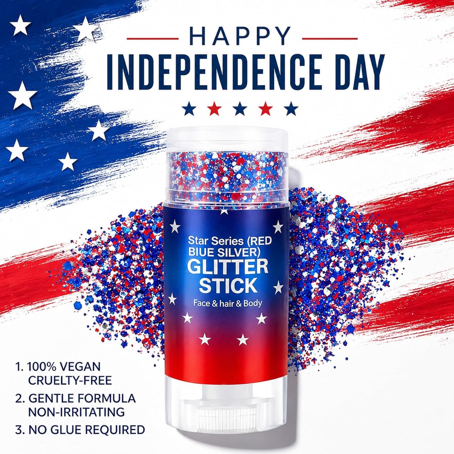 🔥4th of July Glitter Stick – Red, White & Blue Sparkle