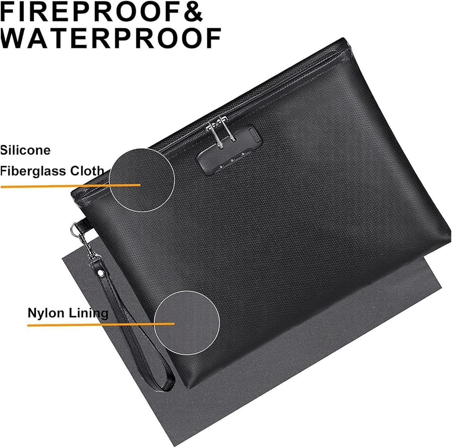 Fireproof Document Bag – Waterproof File Organizer for Cash, Passport, Legal Documents & Valuables