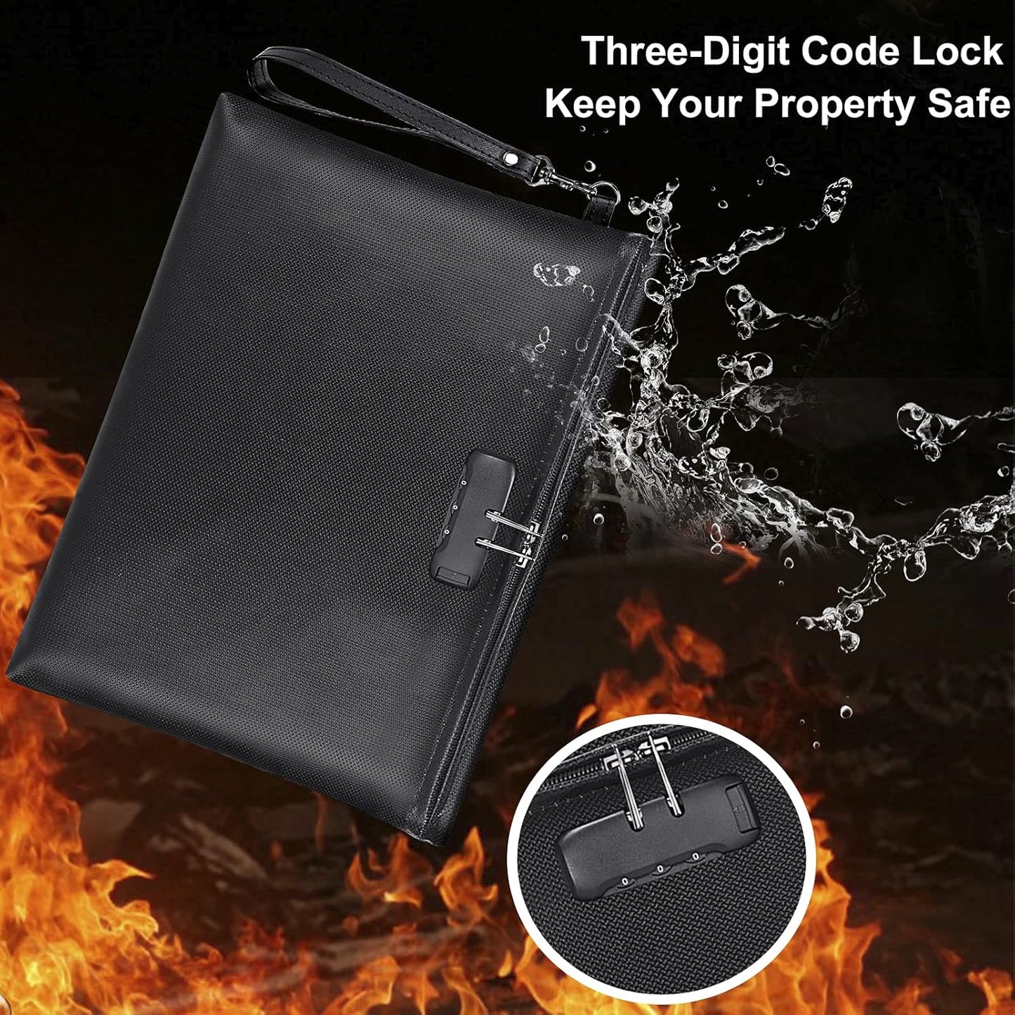 Fireproof Document Bag – Waterproof File Organizer for Cash, Passport, Legal Documents & Valuables