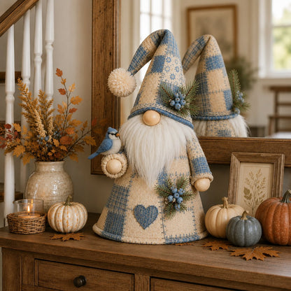 🔥 LAST DAY 49% OFF – 🐦 Patchwork Bird Gnome Light Collection | Warm Glowing Tabletop Decor with Farmhouse Patchwork Details for Mantels, Shelves & Holiday Gifts ✨（副本）