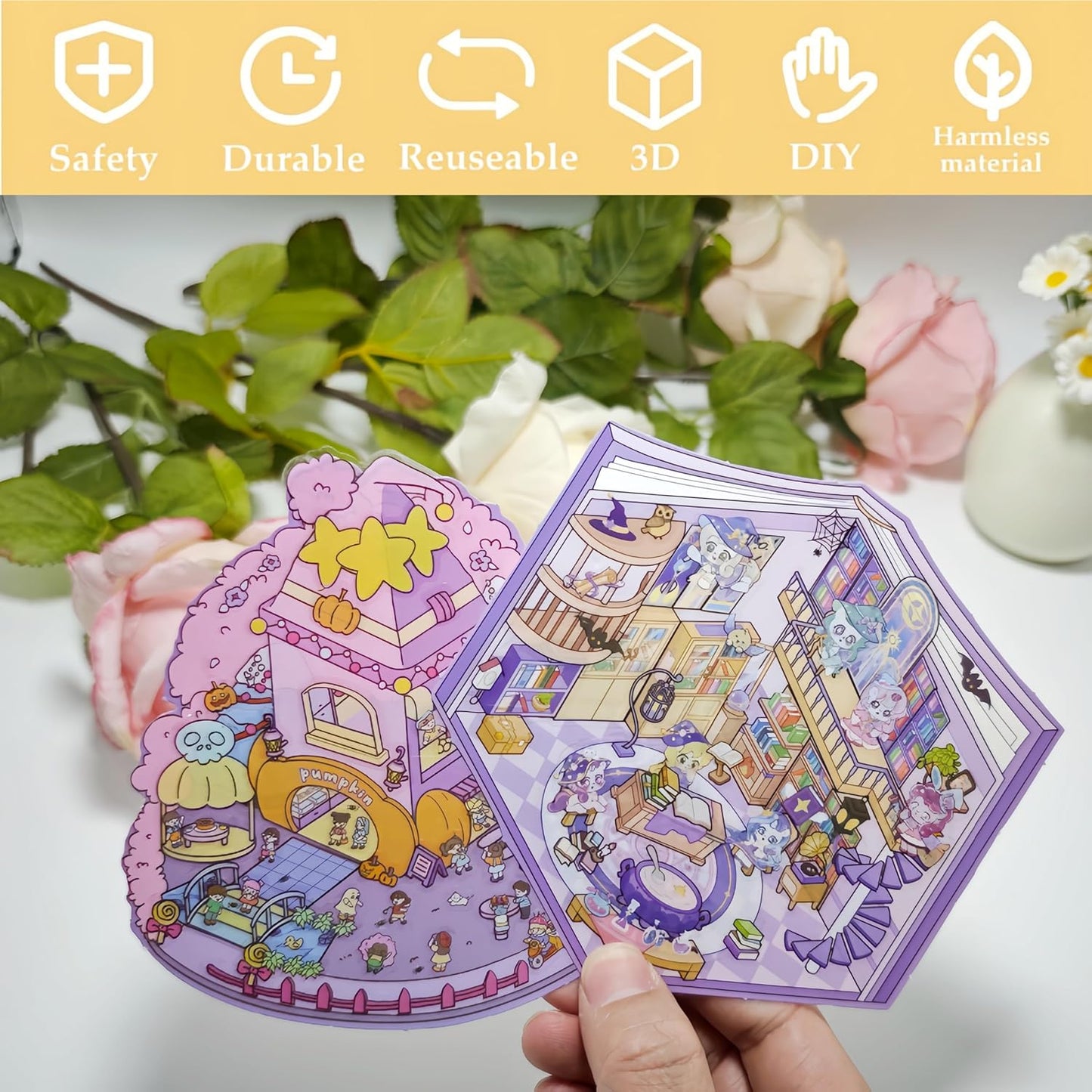 🏙️Create Your Unique Miniature World with Our 3D Scene Sticker Book ✨
