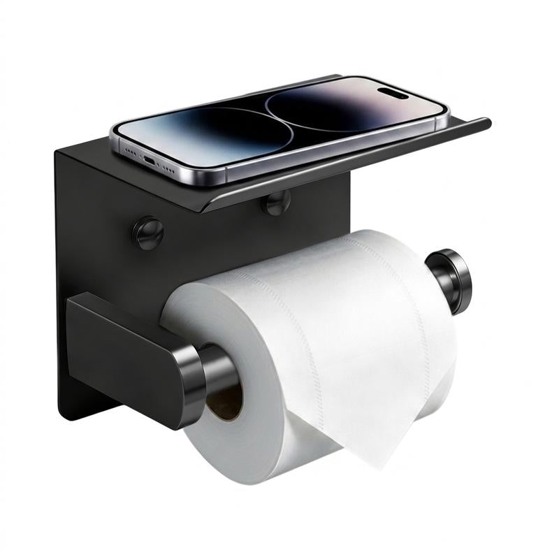 Rustproof Toilet Paper Holder with Shelf – Space-Saving Wall Mount