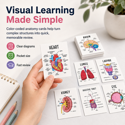 Human Anatomy Flashcards – 30-Piece Visual Study Guide for Medical, Nursing & Anatomy Exam Prep