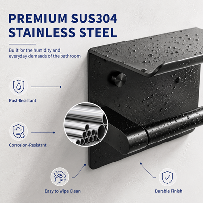 Rustproof Toilet Paper Holder with Shelf – Space-Saving Wall Mount