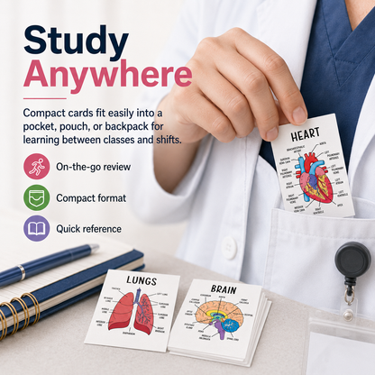 Human Anatomy Flashcards – 30-Piece Visual Study Guide for Medical, Nursing & Anatomy Exam Prep
