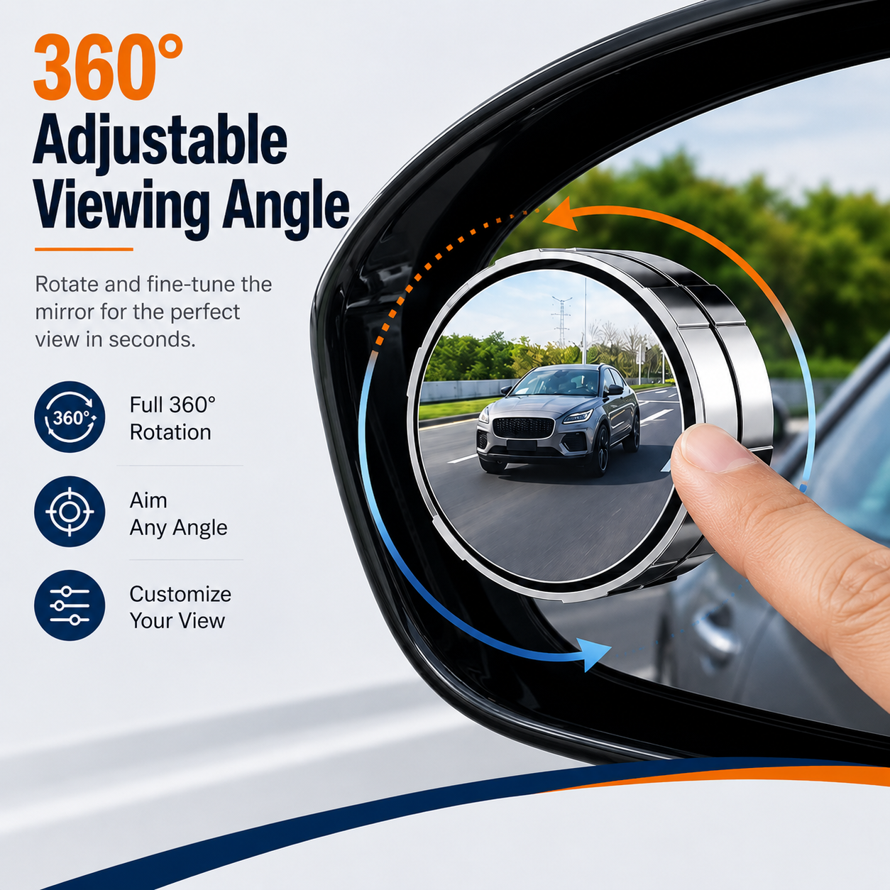 2-Pack Blind Spot Mirrors – 360° Adjustable Wide-Angle Rearview Safety Mirrors