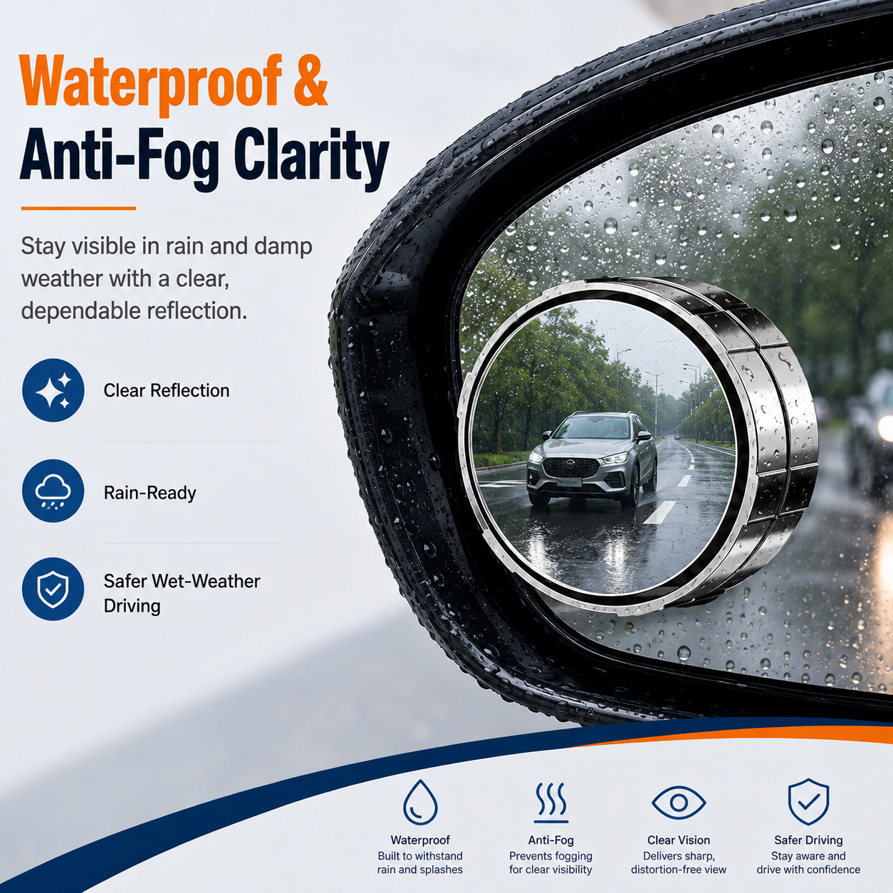 2-Pack Blind Spot Mirrors – 360° Adjustable Wide-Angle Rearview Safety Mirrors