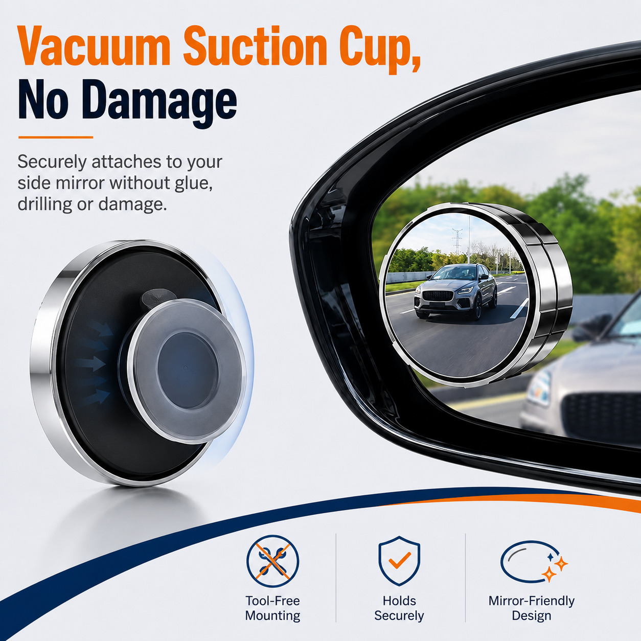 2-Pack Blind Spot Mirrors – 360° Adjustable Wide-Angle Rearview Safety Mirrors