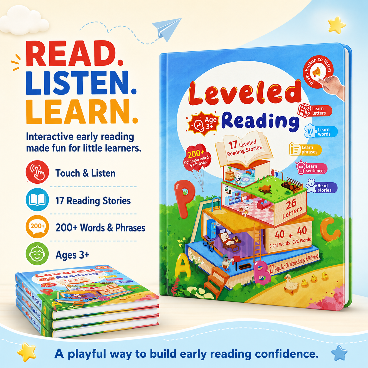Touch & Listen Reading Book for Kids 3+