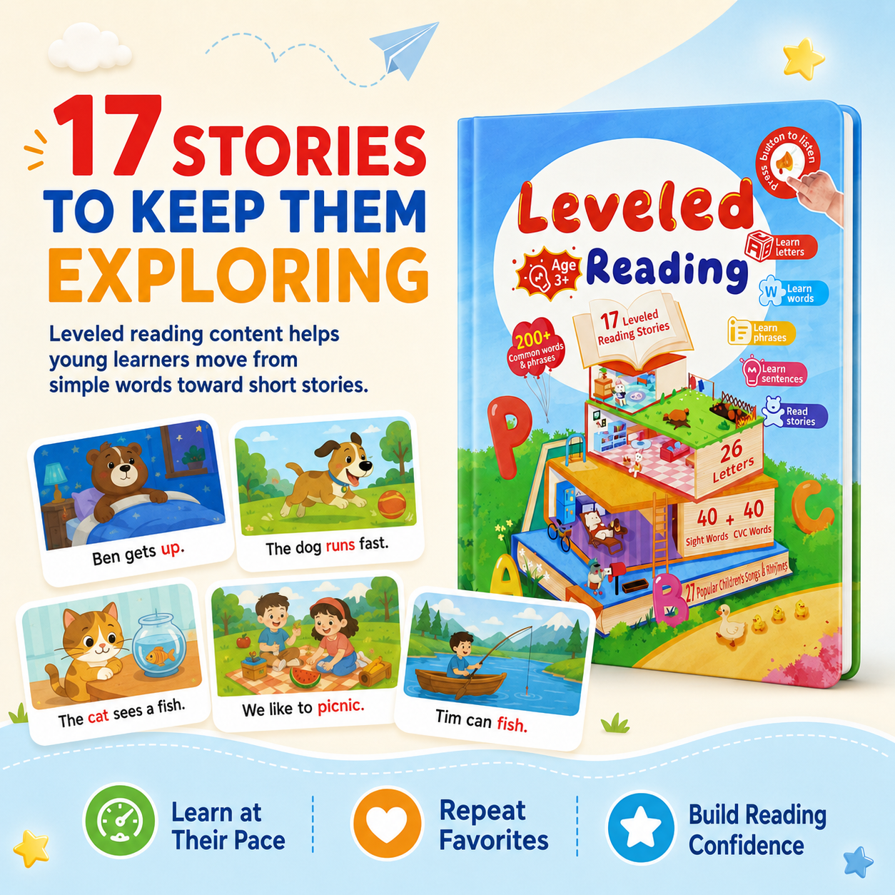 Touch & Listen Reading Book for Kids 3+