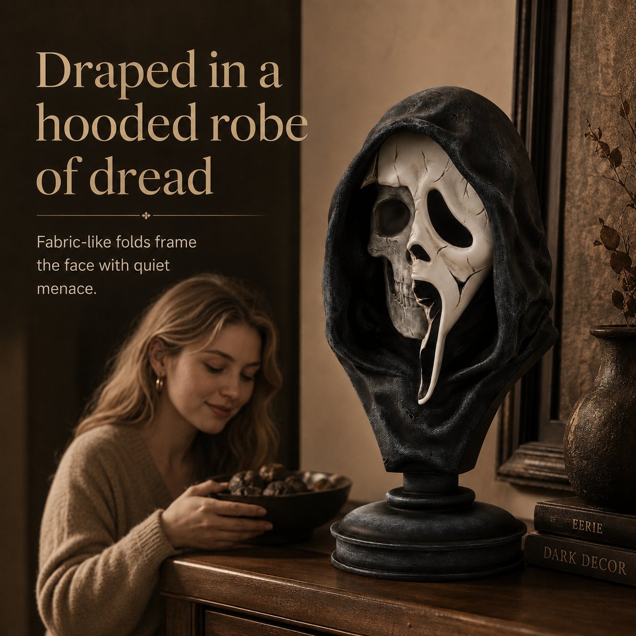 💀 Ghost Face Skeleton Bust Statue