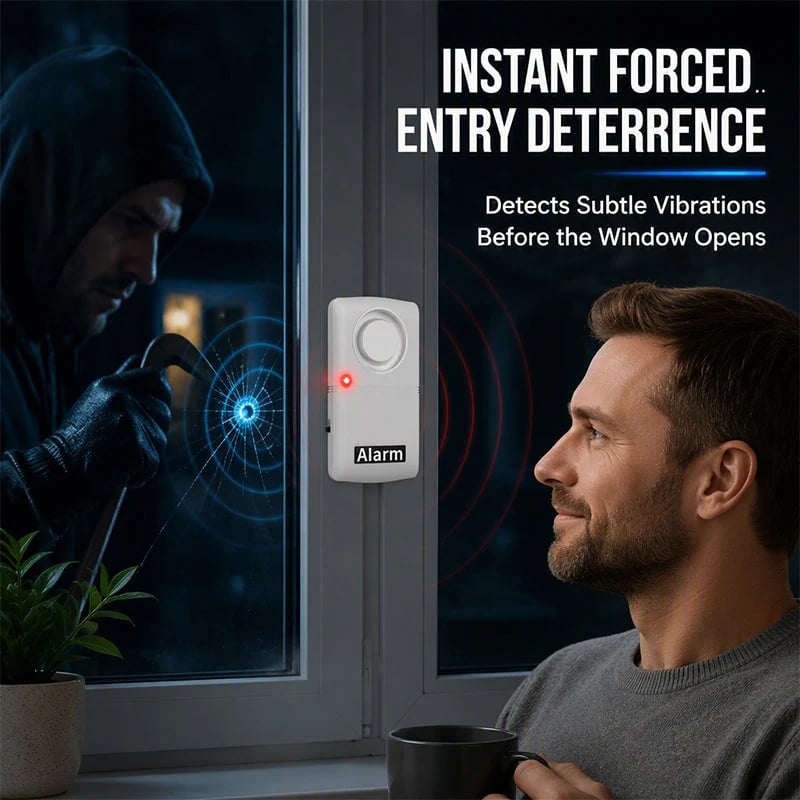 🚨 Wireless Door & Window Vibration Alarm – Smart Home Security Sensor