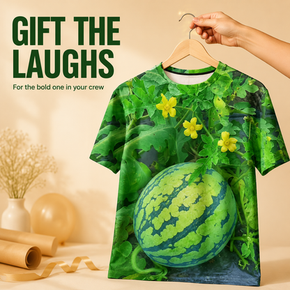 🍉 Funny 3D Watermelon Belly T-Shirt – Summer Novelty Graphic Tee