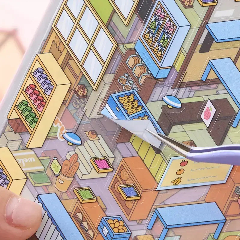 🏙️Create Your Unique Miniature World with Our 3D Scene Sticker Book ✨