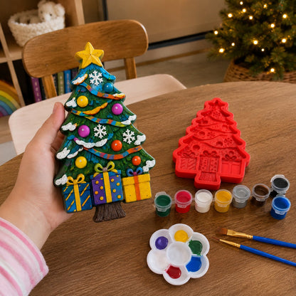 🎄 DIY Christmas Mold & Paint Craft Kit | Reusable 3D Mold with 8 Acrylic Paints, 2 Brushes & Festive Detail Guide 🎨✨
