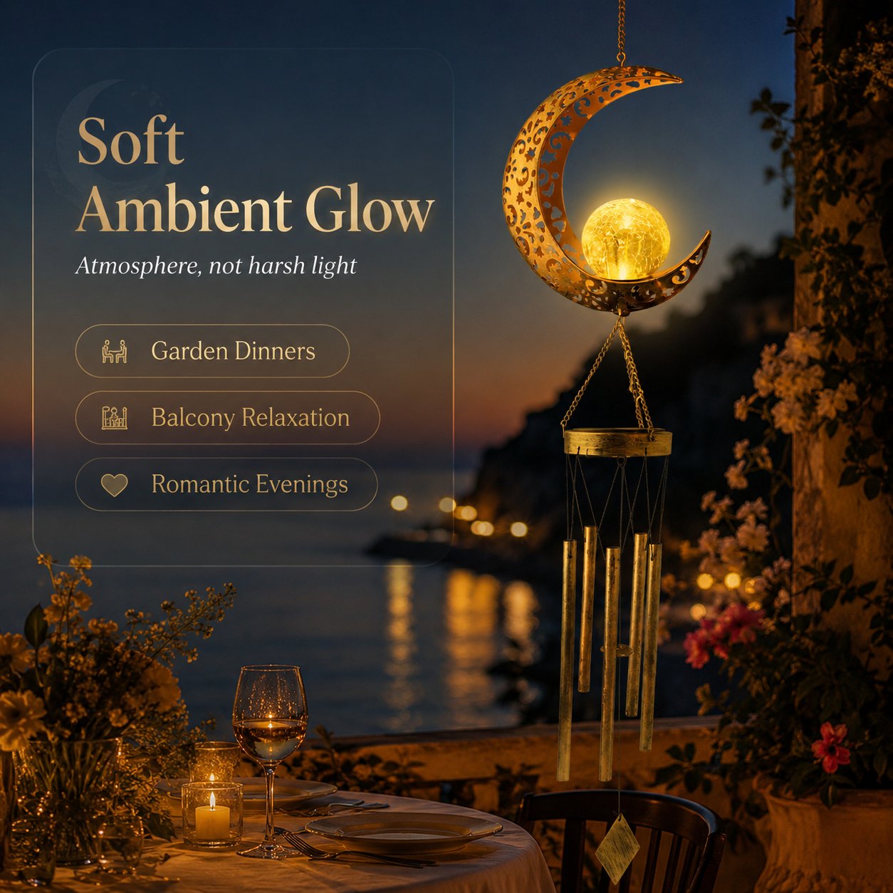 🌙✨ Moon Courtyard Solar Wind Chime