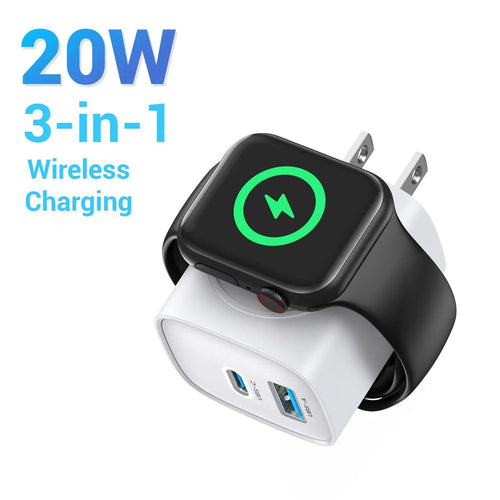 ⚡Hot Sales 49% OFF🔥 3-in-1 Magnetic Wireless Cordless PD USB-C Wall Charger Block - 20W Fast Charging, Includes Cable