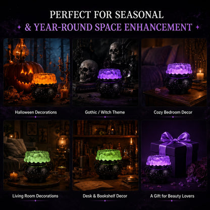 👻✨Light-up Color-changing Cauldron Waterglobe 3-Wick Candle Holder