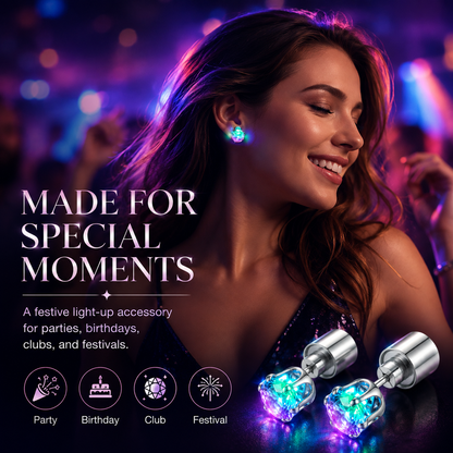 LED Light Up Crystal Stud Earrings – Colorful Glow, Unisex Party Style