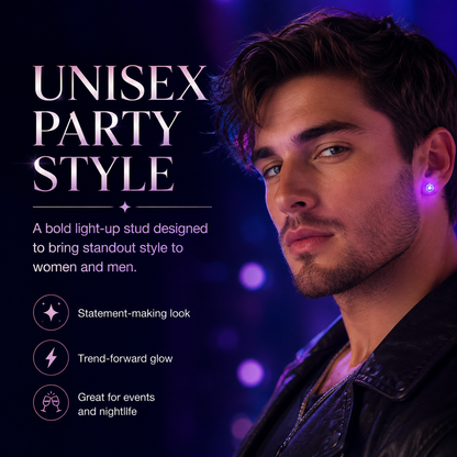 LED Light Up Crystal Stud Earrings – Colorful Glow, Unisex Party Style