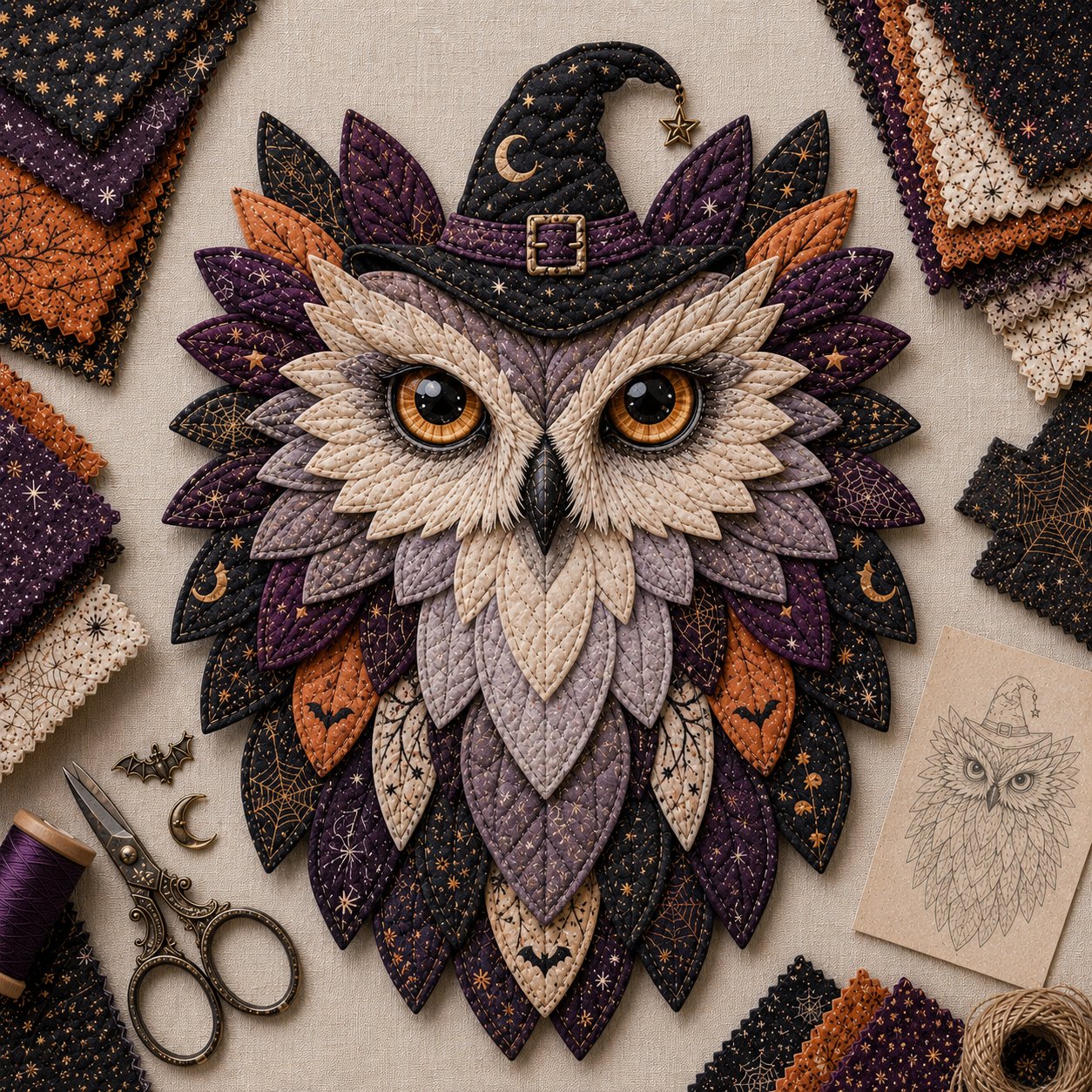 💥 LAST DAY 49% OFF - 🦉 Layered Fabric Owl Wall Art DIY Kit – Relaxing Craft, Beautiful Results