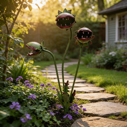 🎉Father's Day last day discount 🎈Whimsical Metal Venus Flytrap Garden Stake – Handcrafted Outdoor Carnivorous Plant Decor – Unique Gardening Gift🎁