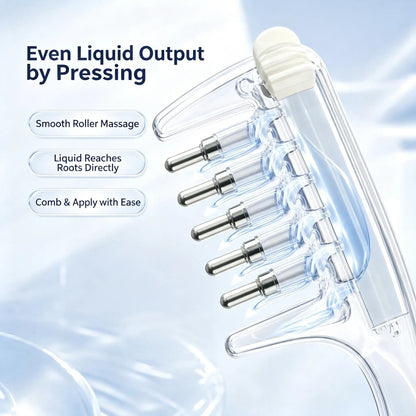 💧Refillable Scalp Oil Applicator Comb with 7 Metal Massage Tips – Even Root Serum Distribution & Scalp Stimulation for Hair Care