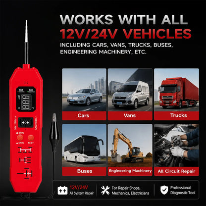 🔧Automotive Circuit & Relay Tester,12V/24V Vehicle Electrical Diagnostic Probe for Auto Repair