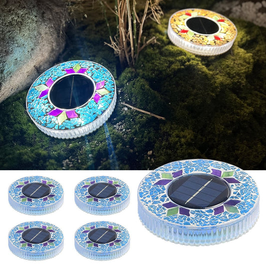 🚀Gift for Father's Day✨Solar Outdoor Mosaic Disc Lights (4-Pack)