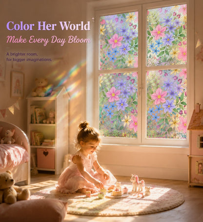 💐Colorful flowers, dazzling sunlight, double-sided visible glass decorative wall stickers