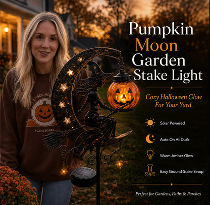 🎃 Halloween Early Bird Sale | 49% OFF Witch and Pumpkin Moon-Shaped Garden Stake Light