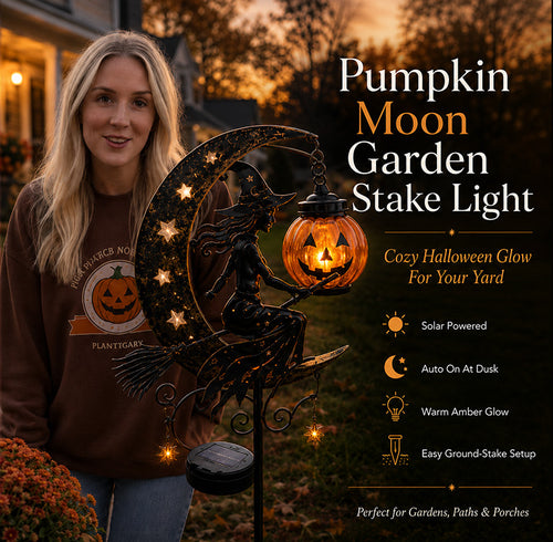 🎃 Halloween Early Bird Sale | 49% OFF Witch and Pumpkin Moon-Shaped Garden Stake Light