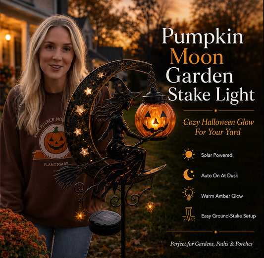 🎃 Halloween Early Bird Sale | 49% OFF Witch and Pumpkin Moon-Shaped Garden Stake Light