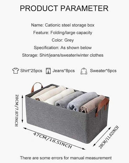 Multi-functional Folding Wardrobe, Closet Clothes Organizer Storage Box Steel Frame with Handle