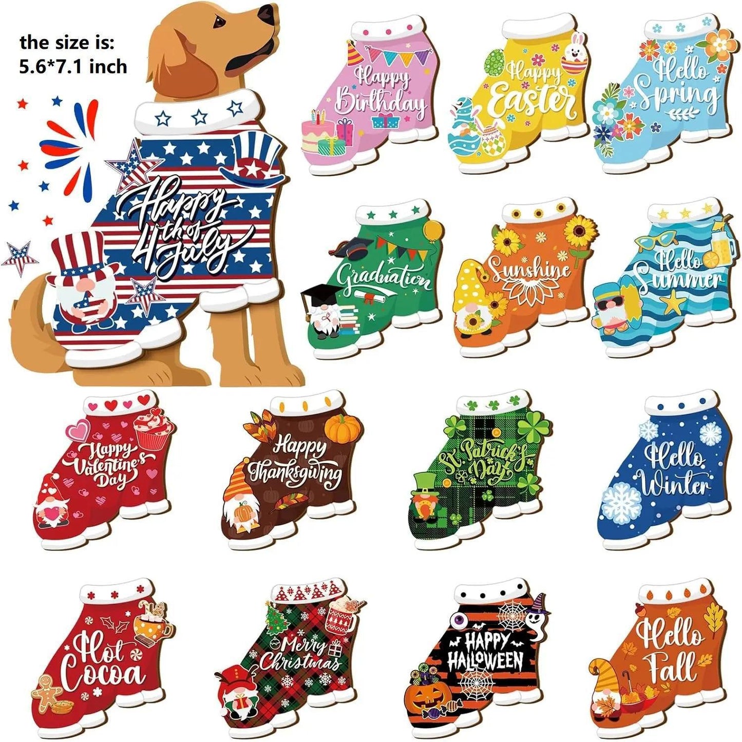 🎁 Unique Personalized Gift for Pet Lovers🐶 Interchangeable Seasonal Dog Decor