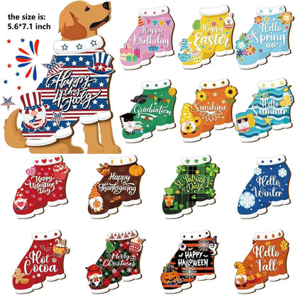 🎁 Unique Personalized Gift for Pet Lovers🐶 Interchangeable Seasonal Dog Decor
