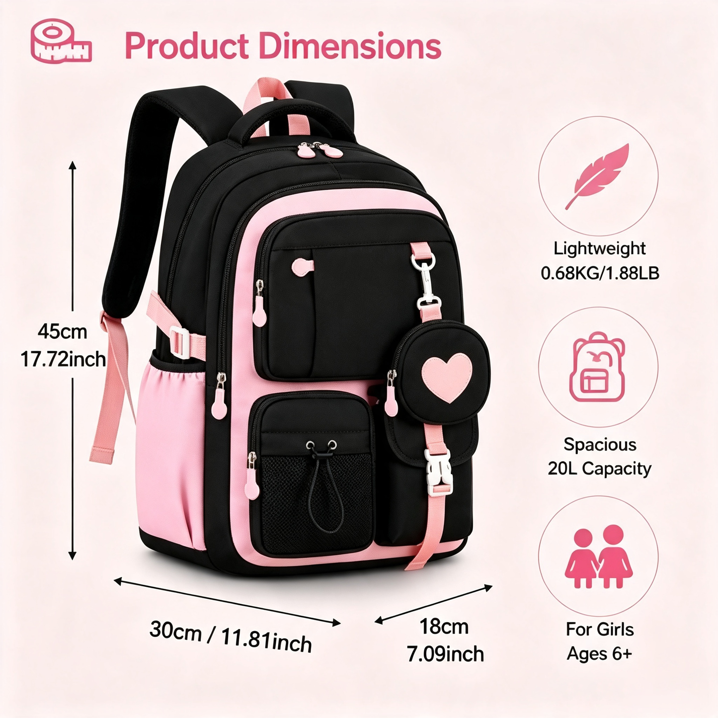🔥Girl Backpack, Spacious Bookbag, Durable Teens School Bag