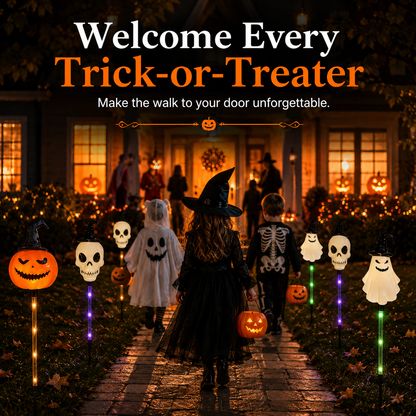 🎃 Solar Halloween Pathway Stake Lights with Pumpkins, Ghosts & Skulls 👻