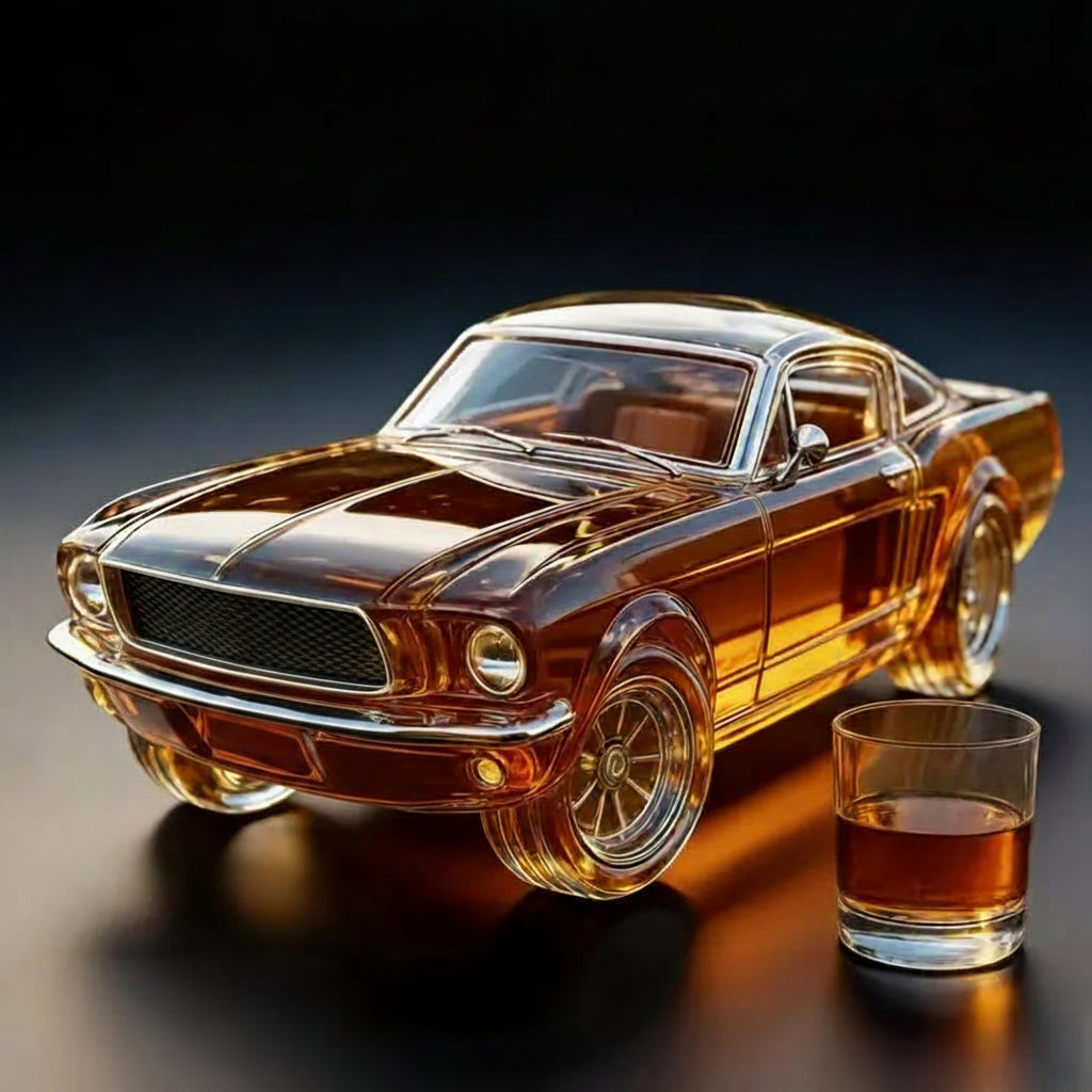 🔥Vintage Racing Car Crystal Glass Whiskey Decanter🥃
